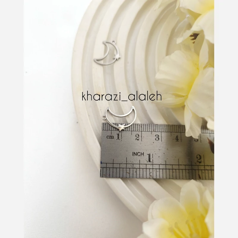 پلاک آویز استیل ماه و ستاره (فروش به صورت دونه ای)