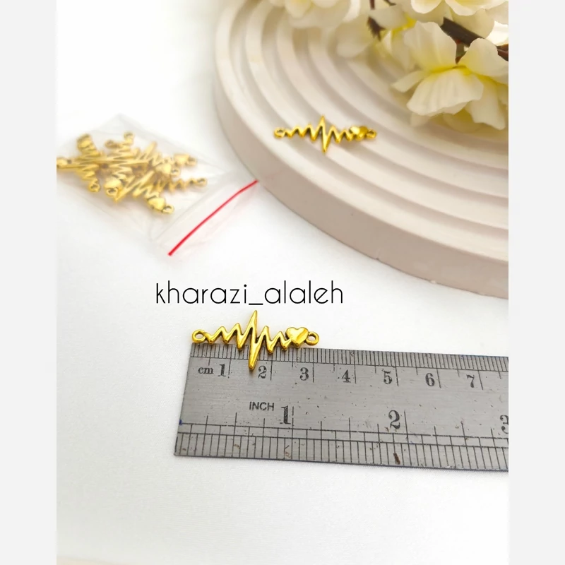 خرجکار دستبندی طرح ضربان و قلب (فروش به صورت بسته 15 گرمی و تعداد تقریباً 9 عدد )