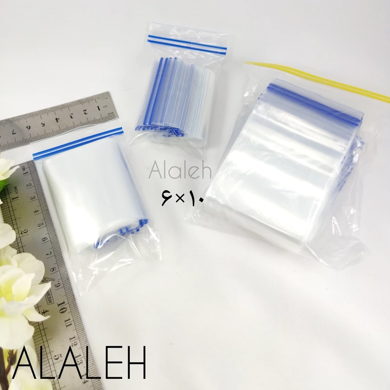 کیسه زیپ دار سایز 6  در 10 ( فروش به صورت بسته 100 عددی)