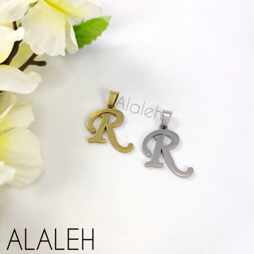پلاک آویز استیل حروف لاتین R(فروش به صورت دونه ای)