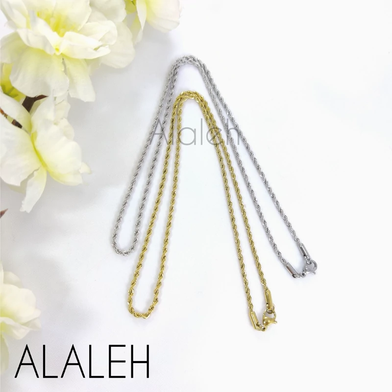 زنجیر استیل گردنبند طرح طنابی45 سانتی ( فروش به صورت دونه ای)