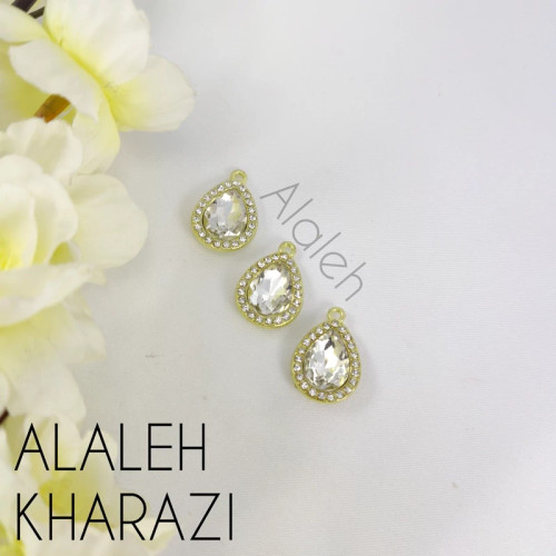 پلاک آویز کریستال طرح اشکی نگین دار ( فروش به صورت دونه ای)