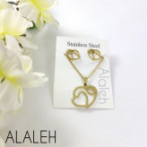 نیم ست استیل اصل طرح قلب در قلب( شامل گردنبند و گوشواره)