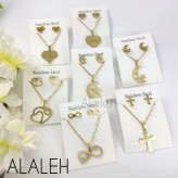 نیم ست استیل اصل طرح قلب LOVE ( شامل گردنبند و گوشواره)