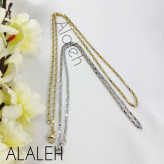 زنجیر استیل گردنبند طرح آجری طلایی 55سانت،نقره ای 45 سانت( فروش به صورت دونه ای)