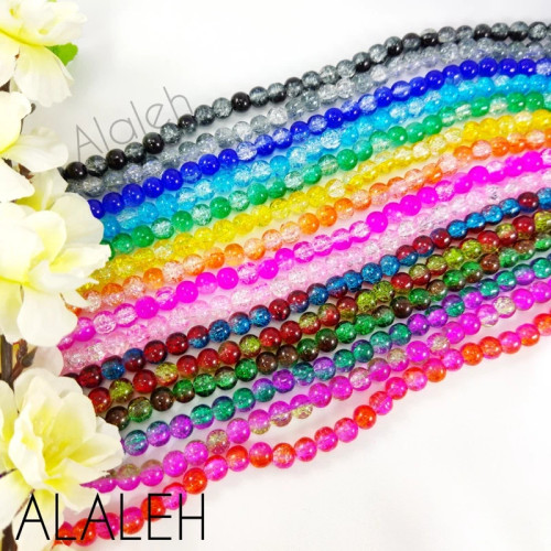 مروارید گلس رنگارنگ ( فروش به صورت بندی)(هر بند شامل حدوداً 52 تا 55 دانه)