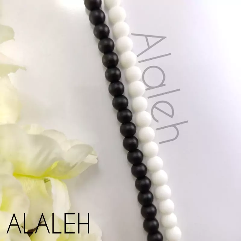 مروارید اونیکس مات شماره 6 ( فروش به صورت بندی)(هر بند شامل حدوداً  65-70 دانه مروارید )