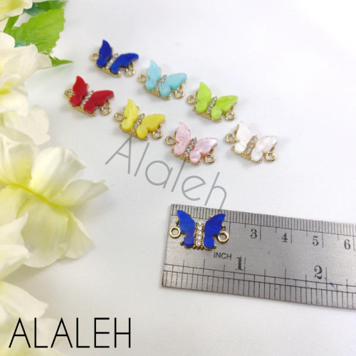 پلاک دستبندی طرح پروانه ساده وسط نگین 1.5 سانتی (فروش به صورت دونه ای)