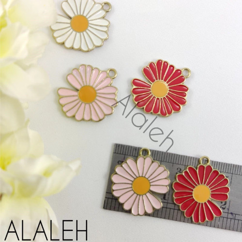 پلاک آویز استیل طرح بابونه رنگارنگ (فروش به صورت دونه ای)