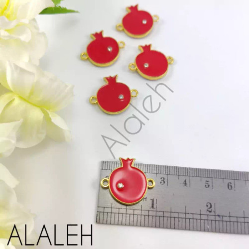 پلاک دستبندی طرح انار نگین دار بزرگ ( فروش به صورت دونه ای)