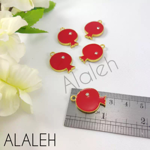 پلاک آویز طرح انار نگین دار بزرگ ( فروش به صورت دونه ای)